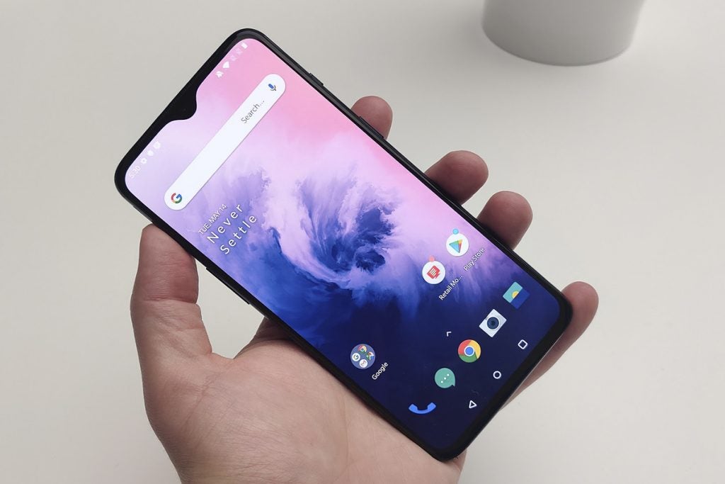 OnePlus 7 front angled handheld