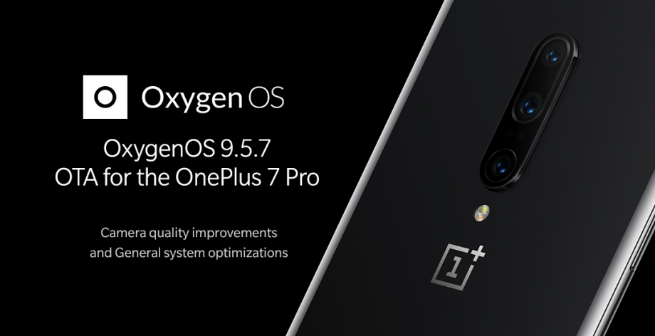 A wallpaper of One Plus 7 Pro about Oxygen OS update