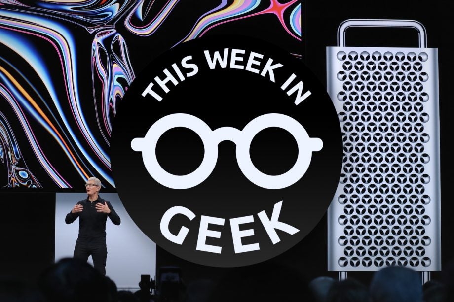 A wallpaper of this week in Geek about an event of Apple regarding cheese gratern Mac Pro