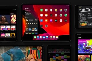 iPadOS dark mode collage