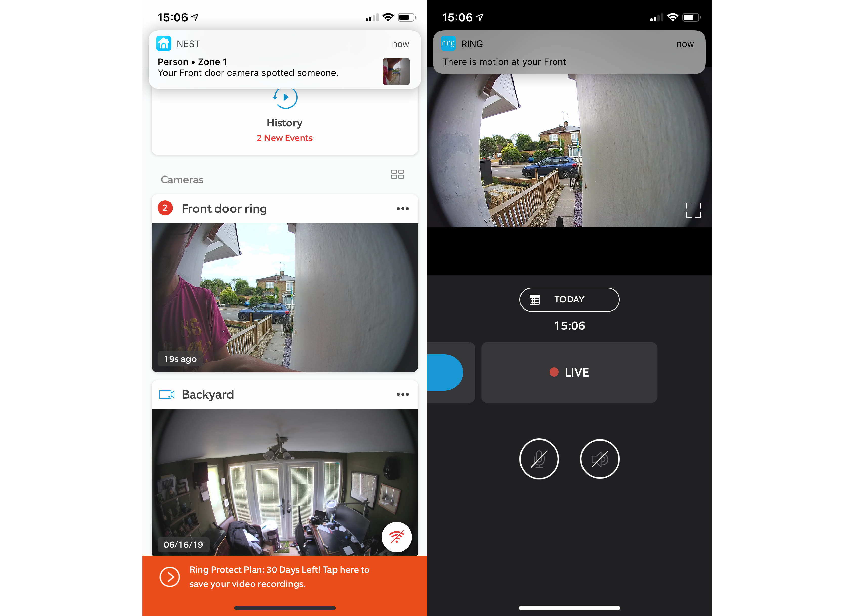 Ring Video Doorbell Pro Live View and Events