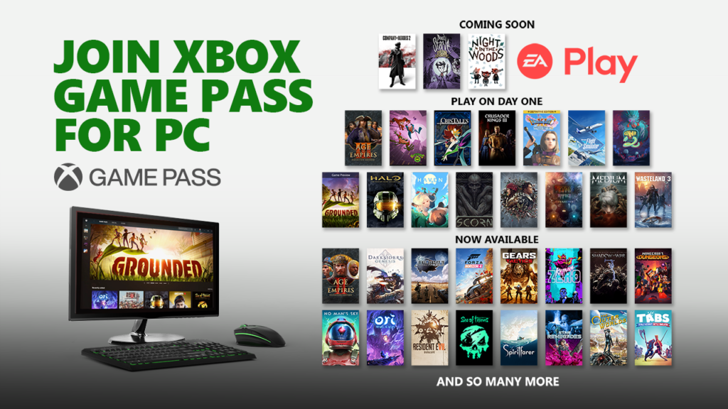 Brochure with numerous games printed on it about Joining Xbox game pass for PC