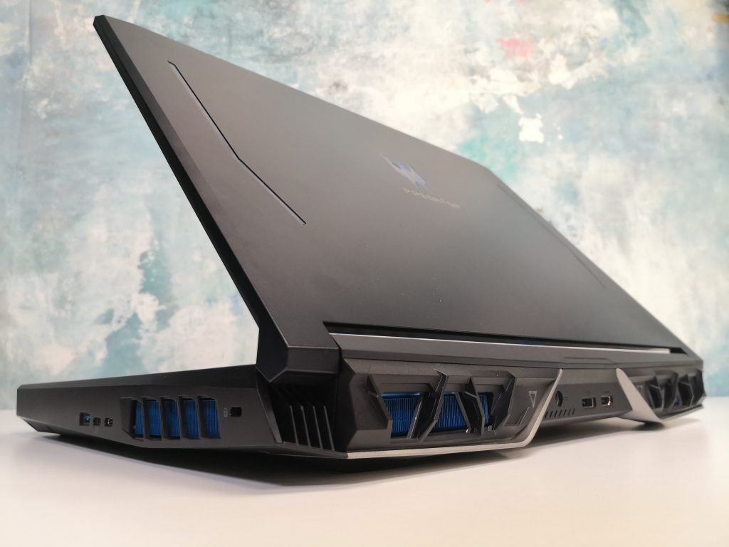 Right hand side and rear of the Acer Predator Helios 700, viewed at an angle