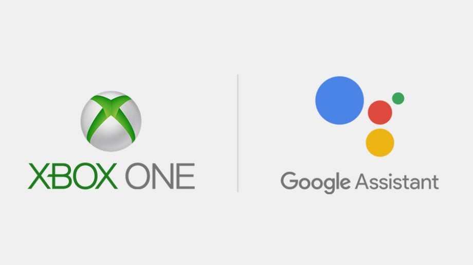 A wallpaper with an Xbox One logo on left and a Google Assistant logo on right