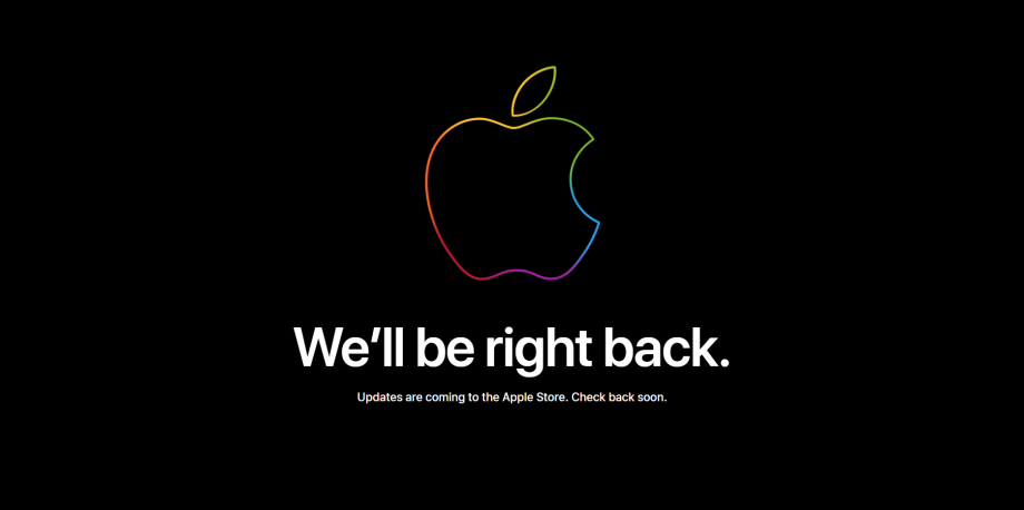 A wallpaper of Apple store about we'll be right back