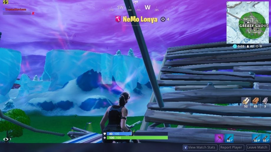 Fortnite played on the HP Pavilion 15 cs1506sa with texture settings on low