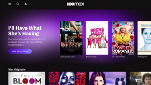 Screenshot of HBOMax 's homescreen