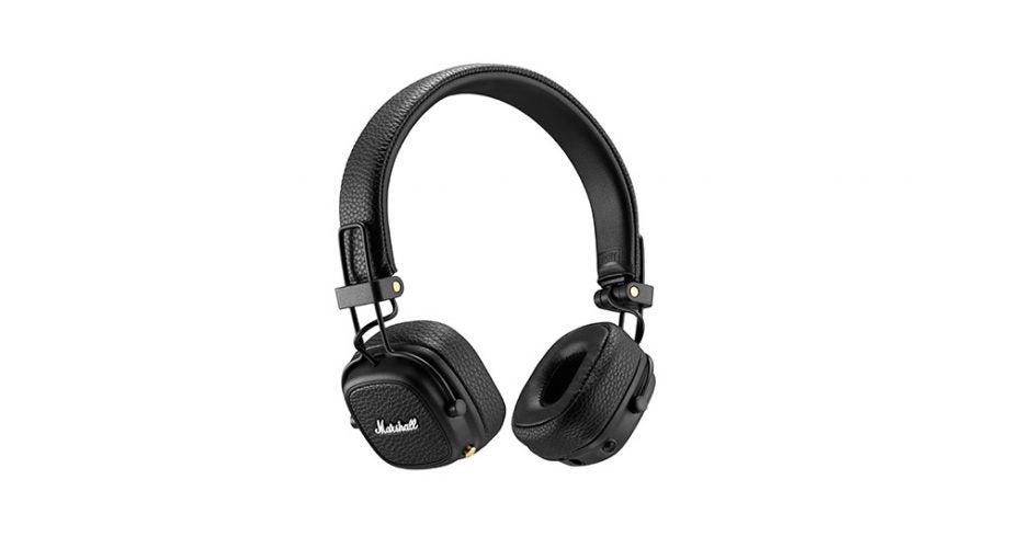 Black Marhsall Major III headphones floating on a white background