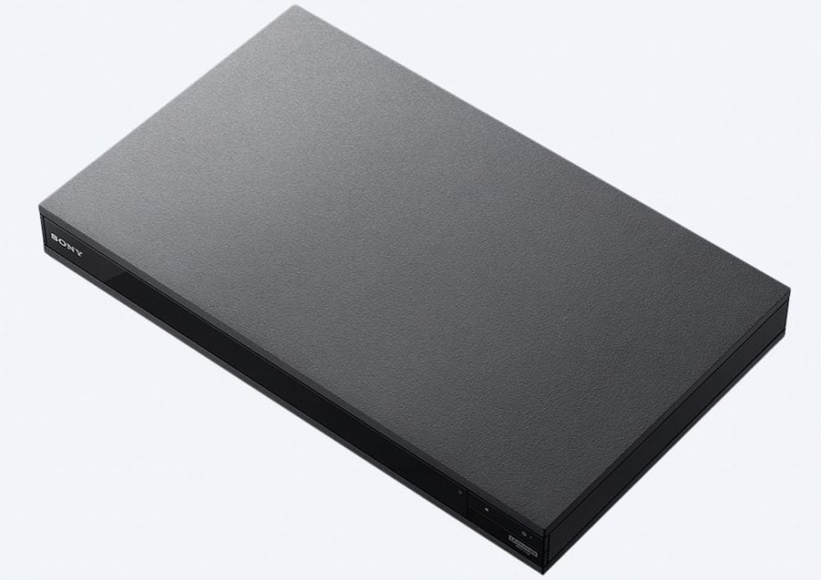 Top right angled view of a gray-black Sony X800M2 player kept on a white background