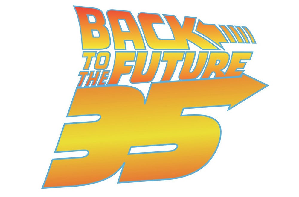 A wallpaper of Back To The Future, 35 years celebration