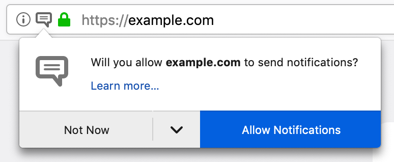 Screenshot of website permission to send notification