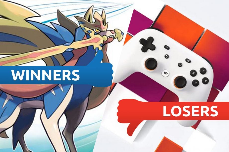 A Pokemon standing on left tagged as winners and a gaming controller on right tagges as losers
