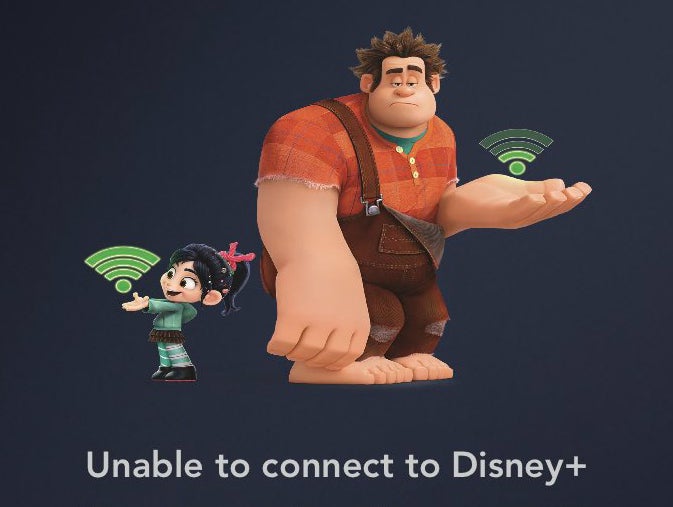 Screenshot of unable to connect to Disney+ screen