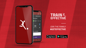 A wallpaper of Get Effective app with options of Google Play and App Store