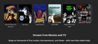Screenshot of Plex media player's free movies screen