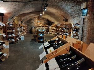 A picture of an underground Wine cellar