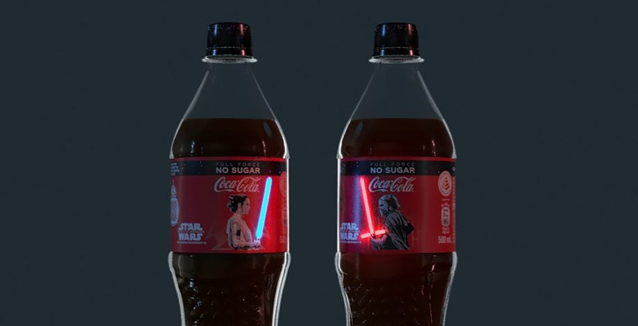 Picture of two Star Wars Coke bottles