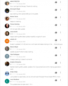 Play Store reviews for Twitter
