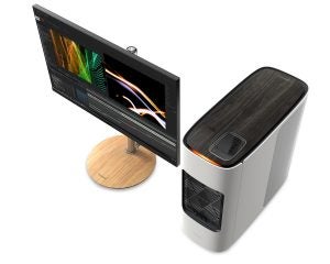 A picture of a black monitor and a black desktop standing on white background, ConceptD700 & CT700-51A