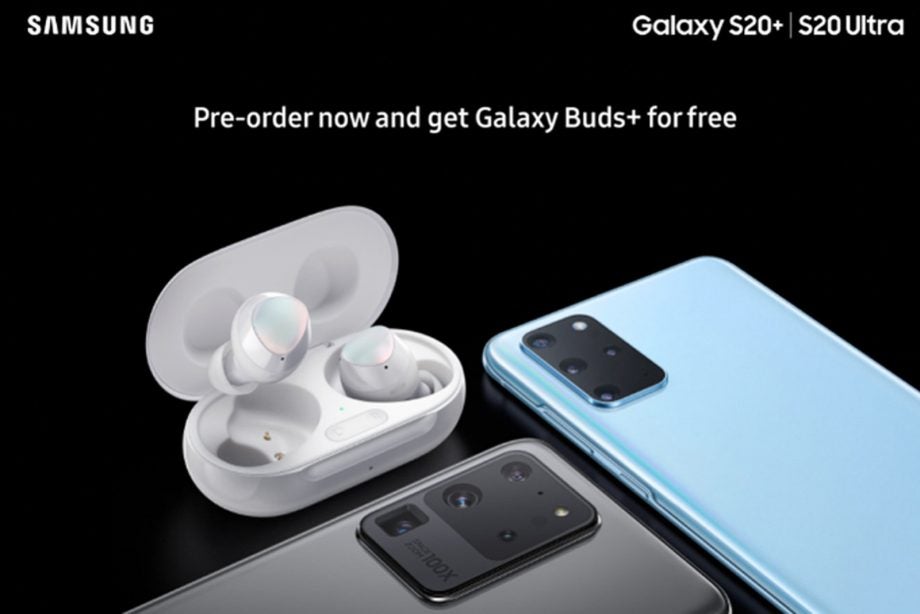 galaxy buds and S20 pre order page