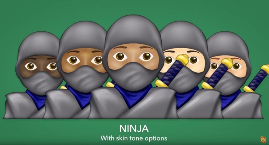 Picture of a Ninja emoji with skin tone options