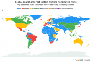 A picture of a global map about Google Parasite searches