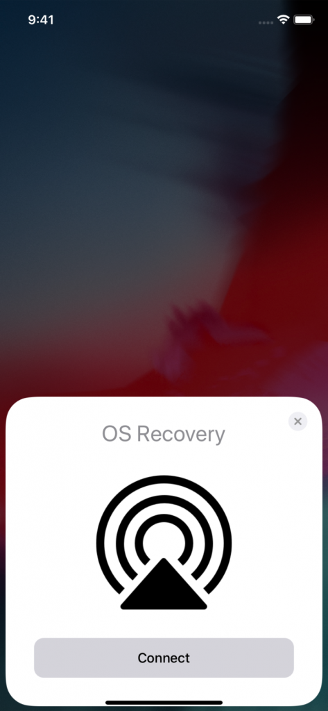 Screenshot from an iPhone about an OS recovery pop-up