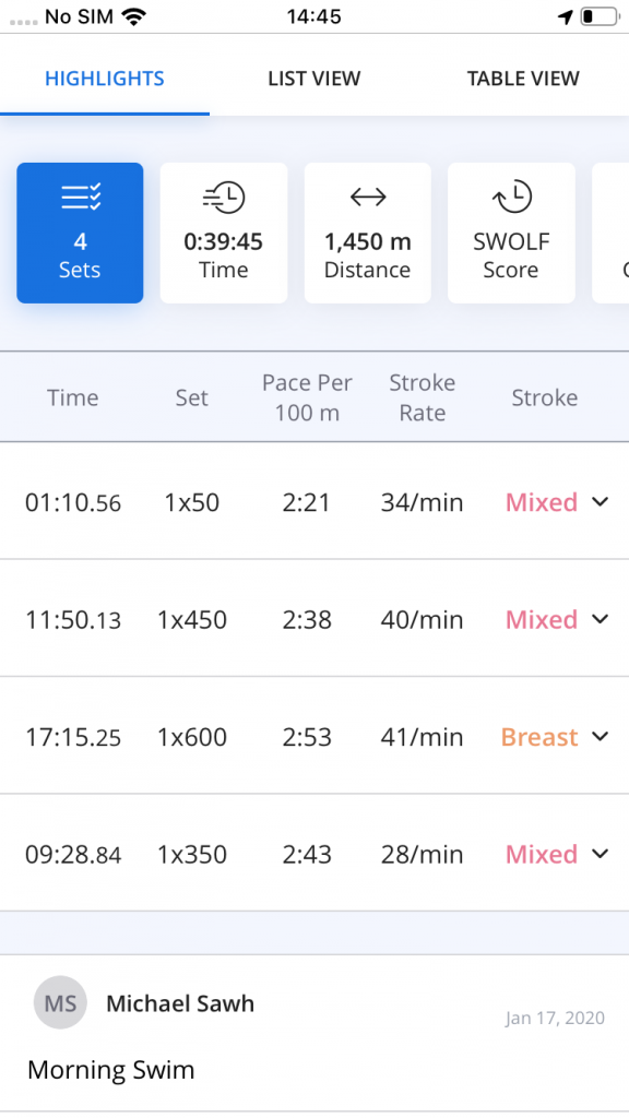 Screenshot of intervals highlights view tab