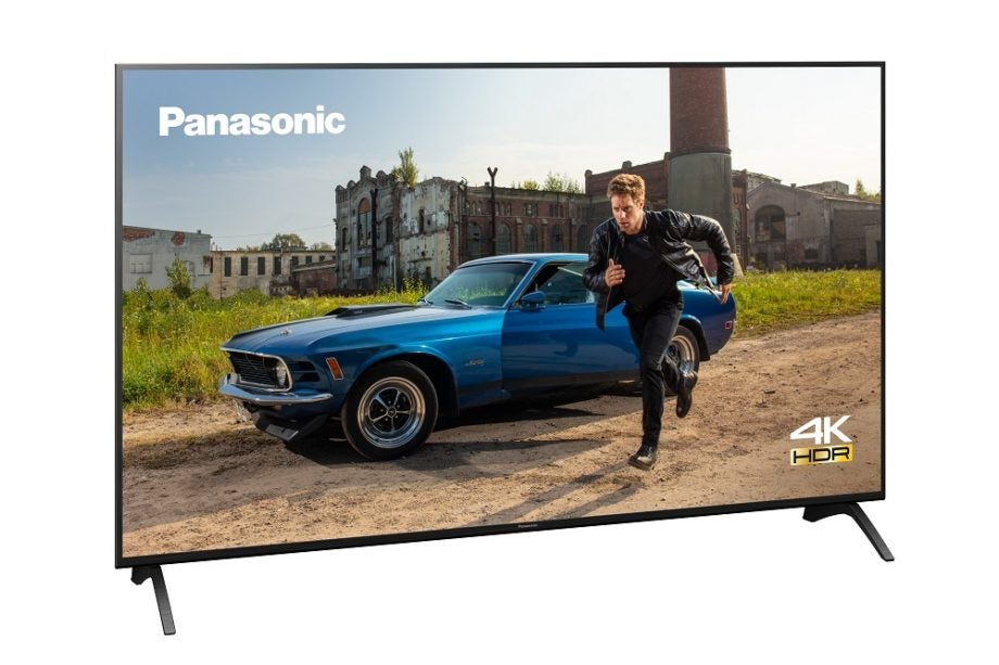 A black Panasonic HX940 TV standing on a white background