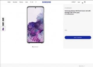 Screenshot from a shopping website of Samsung Galaxy S20 hard-cover mit LED anzeige LED cover gray