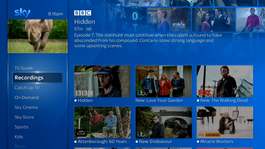 Sky Q Main Recordings Page