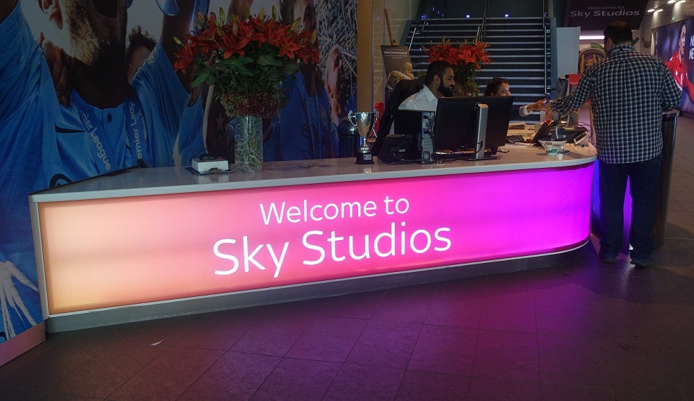 A picture of a reception of Sky studios 