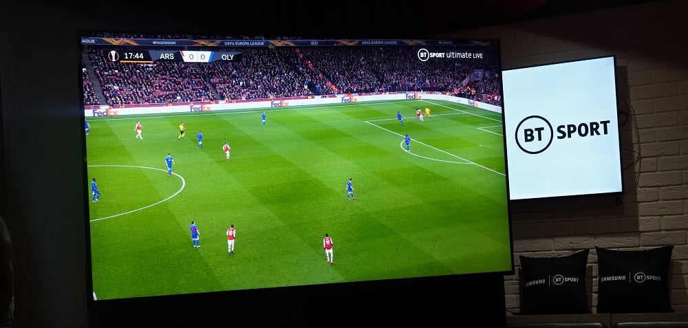 BT Sport 8K broadcastA Samsung 8K TV displaying a soccer match on BT Sport