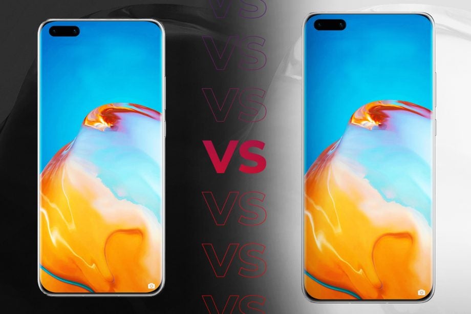 Comparision image of a Huawei P40 Pro on left and a Huawei P40 Pro Plus on right
