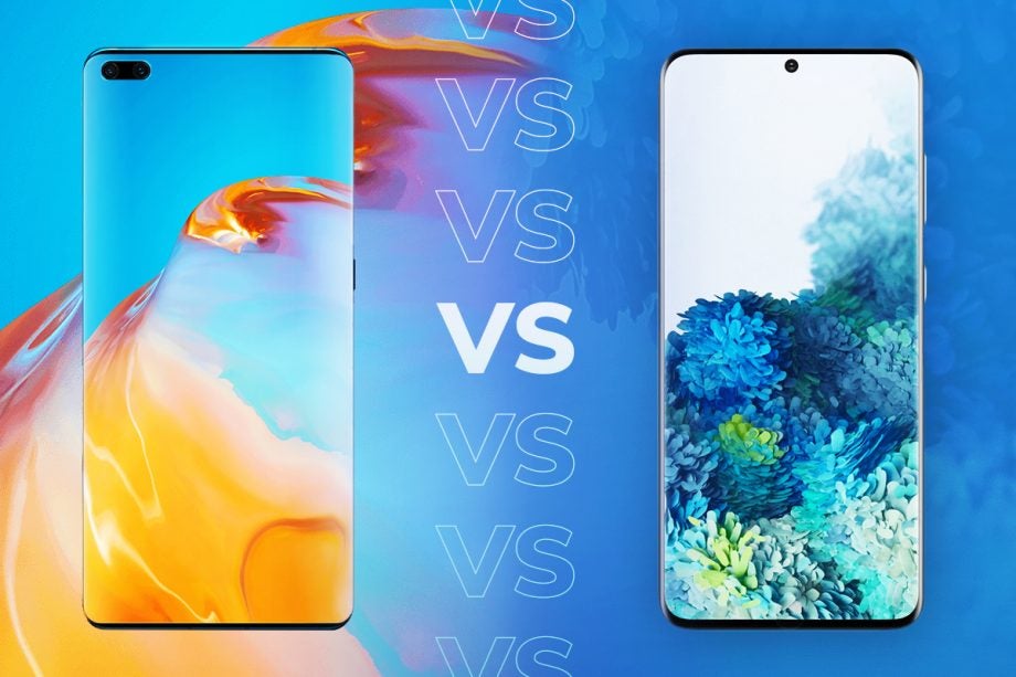 Comparision image of a Huawei P40 on left and a Samsung S20 on right
