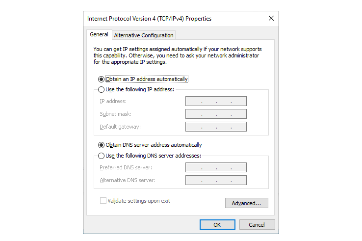 PC DNS settings