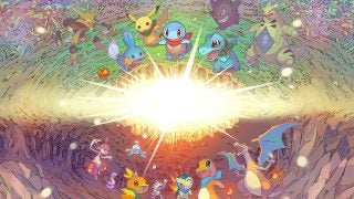 A picture of a scene from a game called Pokemon Mystery dungeon