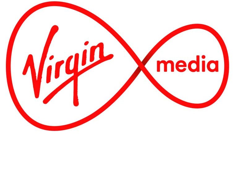 A wallpaper of a logo of Virgin Media