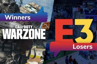 A wallpaper of Call of Duty Warzon on left tagged as winners and a logo of E3 on right tagged as losers