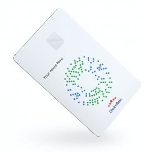 A white Google Pay card floating on a white background