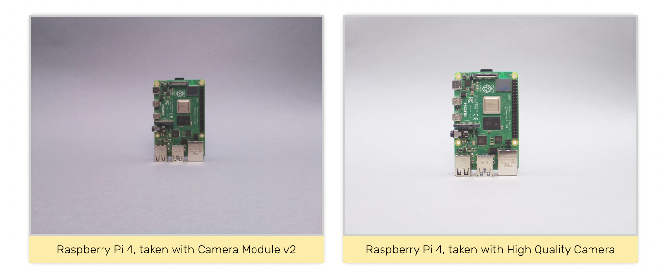 Two image of Raspberry Pi 4 taken with different cameras