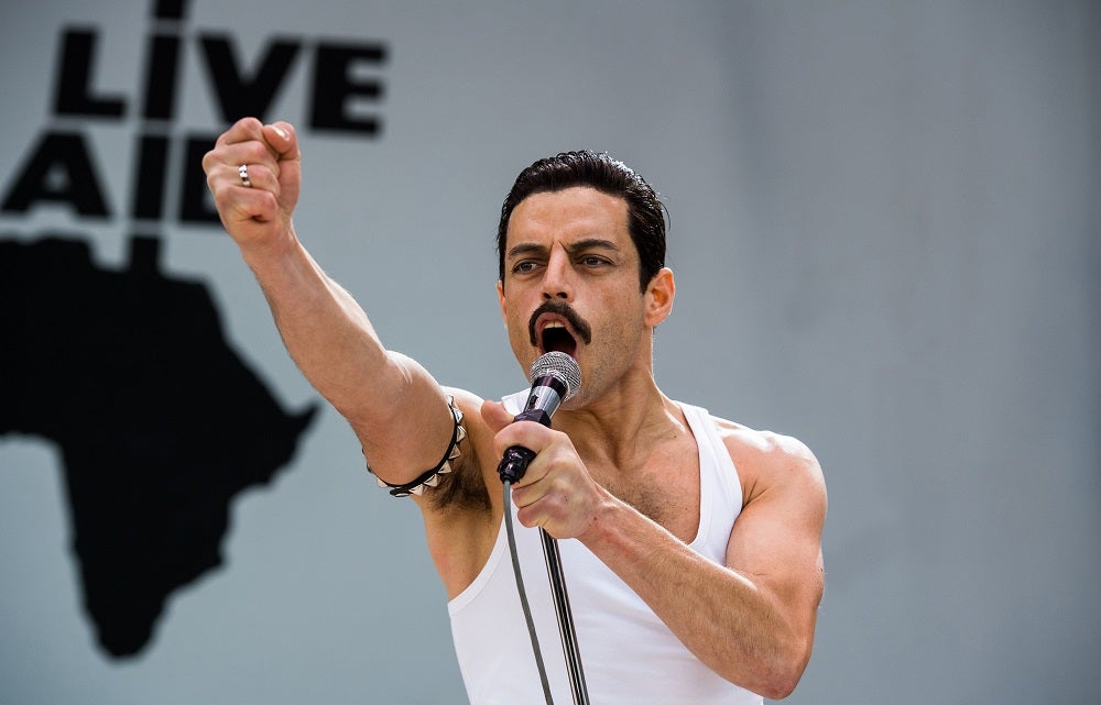 A picture of a scene from a movie called Bohemian Rhapsody