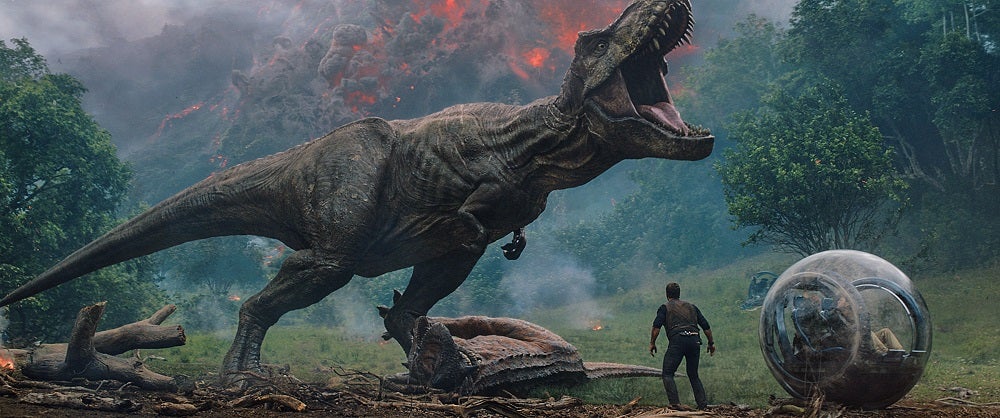 A picture of a scene from a movie called Jurassic World fallen kingdom