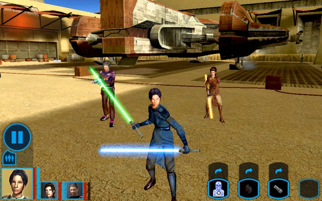 A picture of a scene from a game called Star Wars: Knights of the Old RepublicA picture of a scene from a game called Star Wars: Knights of the Old Republic