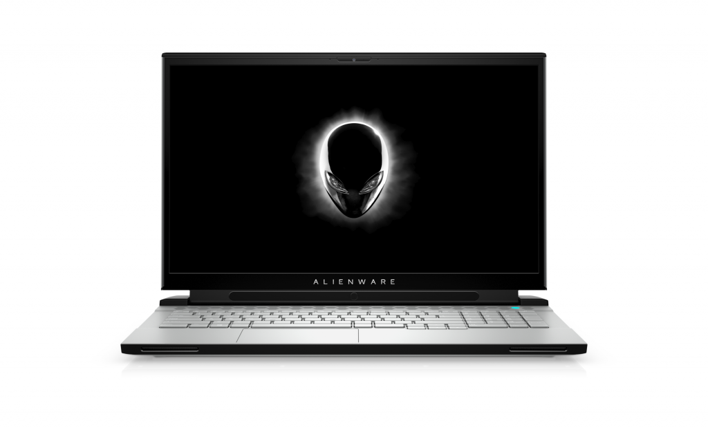 Alienware Area-51mA silver-black Alienware M17 laptop standing on white background