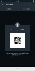 Screenshot of a QR code of Whatsapp number