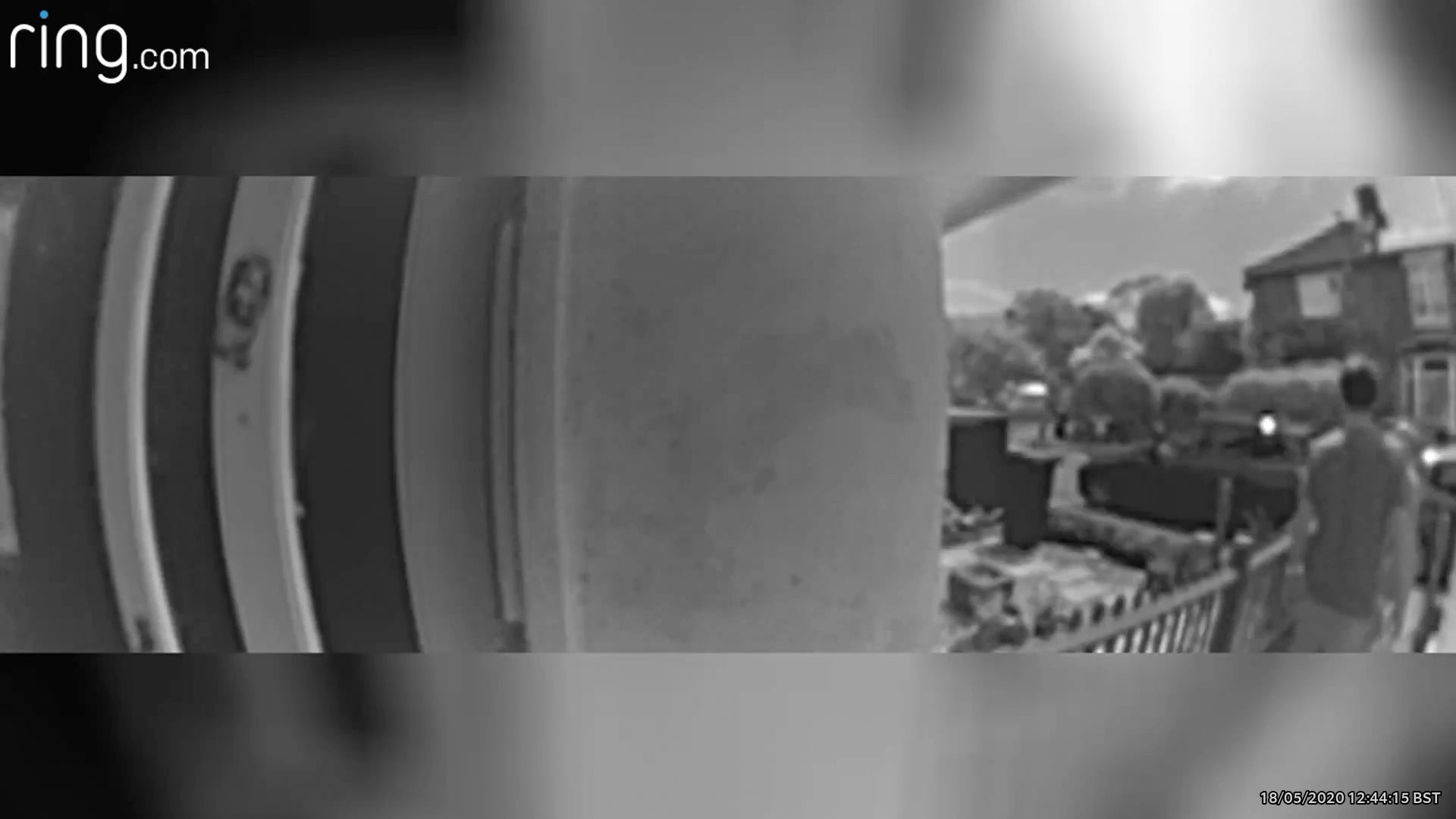 Ring Video Doorbell 3 Plus black and white footage