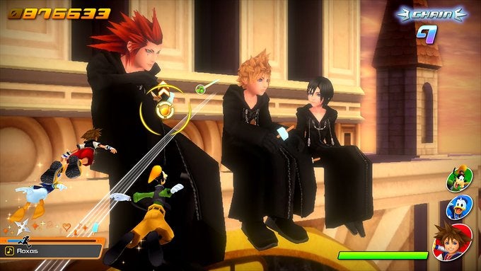 A picture of scene from a game called Kingdom Hearts: Melody of Memory