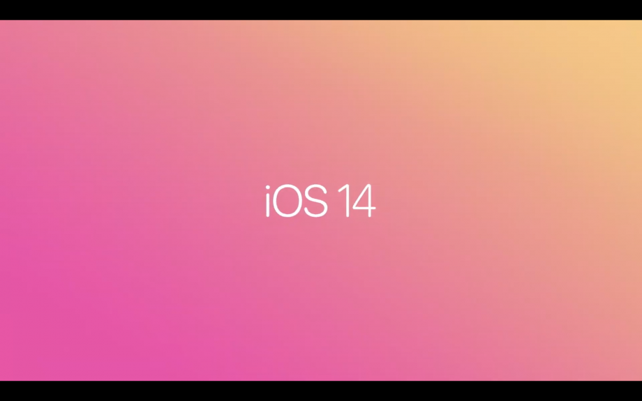 A pink-orange wallpaper of iOS 14