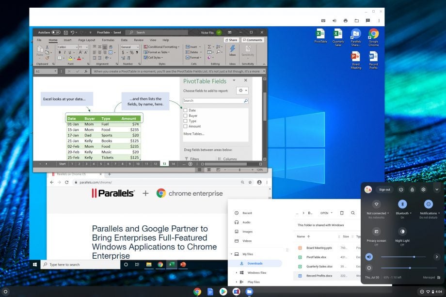 Screenshot of Parallel desktop fot Chrom enterprise